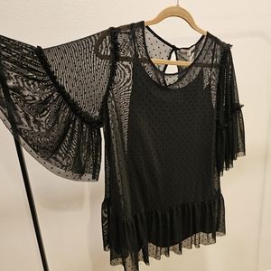 Black Swiss Dot Blouse